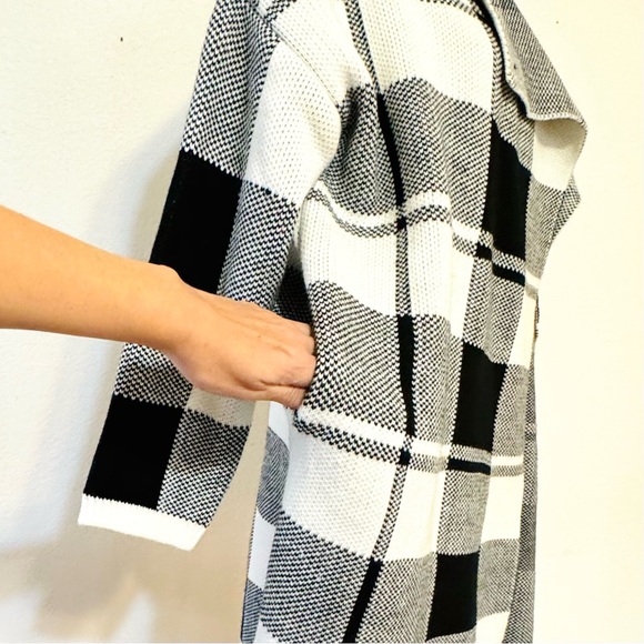 De Philo Black & White Plaid Draped Sweater Jacket Oversized Cardigan Size S - Picture 5 of 13